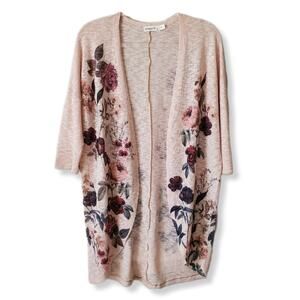 Ginger G Women Boho Floral Cardigan L Cottagecore Artsy Art to Wear Casual NEW